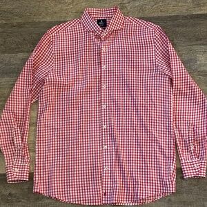 johnnie-O Red Casual Button Down Shirt Gingham Check
